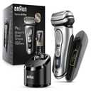 Braun Electric Razor for Men, Waterproof Foil Shaver, Series 9 Pro 9477cc, Wet & Dry Shave, with Portable Charging Case, ProLift Beard Trimmer, 5-in-1 Cleaning & Charging SmartCare Center, Silver