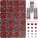 30000Pcs Resin Rhinestones Set for Crafting Bedazzling, Maroon Dark Red Burgundy Flatback Gems Jewels for Crafts Clothes Shoes Fabric Outfit Nails Makeup, Flat Back Crystal 2-6mm with b 7000 Glue