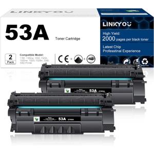 53A Toner Cartridge : 2 Pack 53A Replacement for HP 53A Q7553A 49A Q5949A Toner Cartridge for M2727 MFP M2727nf MFP M2727nfs MFP P2015 P2015d P2015dn P2015x Printer - Black