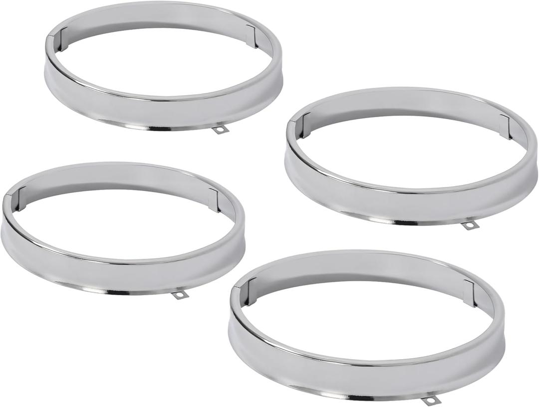 Front Headlight Bezel Door Ring Compatible with 1958-1972 Chevy Chevrolet Impala Chevelle El Camino 1966-1970 Pontiac GTO LeMans Tempest Steel Front Lamp Headlamp Trim Chrome Silvery 4 PCS