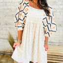 SELINK Womens A-Line Summer Flowy Pleated Casual Dresses Short Sleeve Square Neck Western Aztec (White)