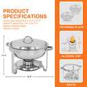 SUPER DEAL Upgraded 5 Qt Full Size Stainless Steel Chafing Dish Set of 2 Pack Round Chafer Buffet Catering Warmer Set w/Food and Water Pan, Lid, Solid Stand and Fuel Holder