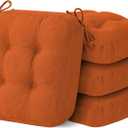 Chair Cushions for Dining Chairs, Dining Chair Cushions, Tufted Indoor Chair Pads with Ties & Non Slip Backing, Seat Cushions for Kitchen Chairs 16.5 x 16.5 x 3.5, Set of 4, Orange