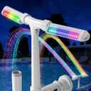 POOLHOUR Pool Fountain with 10 Colors Rainbow Lights for Above Ground/Inground Pools, Dual-Head Adjustable Pool Waterfall & Pool Sprinkler with Timer, 5000mAh Battery, Remote-Controlled, Grey