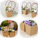 Pafeooui 20 Pack Paper Flower Gift Bags, Waterproof Bouquet Bags with Handles for Birthday, Wedding, Party Favors Brown 3.15x3.15x4.92 Inch