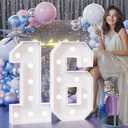 Colorful Marquee Numbers 3FT, Light Up Numbers 16 for 16th Birthday Decoration, 16th Birthday Light Up Sign with 18 Colors Remote Control, Large Numbers for Party Anniversary Decor