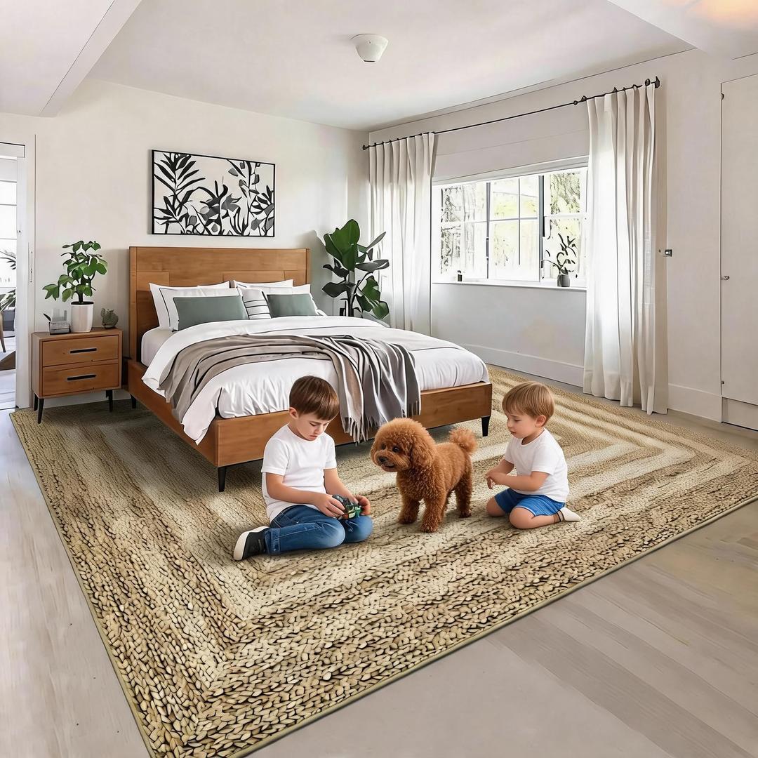 Garvee 8x10 Rugs for Living Room Modern Not Braid Rug, Jute