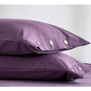 JELLYMONI 100% Washed Cotton Standard Pillowcases, Button Closure | Pure Cotton, Versatile Solid-Color, Natural Coconut Buttons, Breathable & Soft with natural linen texture, 20"x26", 2 Pack