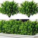RECUTMS 8 Bundles Artificial Bushes Greenery Plants Stems Faux Shrubs Boxwood Plants Outdoor UV Resistant Fake Eucalyptus for Farmhouse Home Office Wedding Patio Backyard Indoor Outdoor Decor(Green)