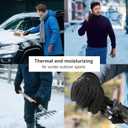 Winter Gloves for Men, Leather Gloves Mens Thermal GloveTouch Screen Resistant Windproof for Running Cycling Driving (Black)