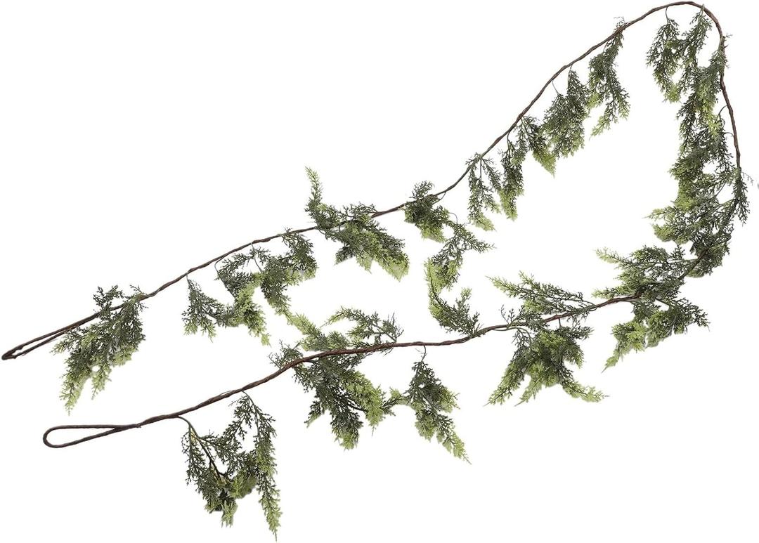 Artificial Christmas Cedar Garland Realistic Pine Greenery 270cm Flexible Branches for Fireplace Staircase Front Door Decor(2.7m)