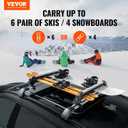 VEVOR Universal Car Roof Rack - Fit Most Crossbars, Carry up to 6 Pairs of Skis or 4 Snowboards, Aluminum Snowboard Ski Rack with Lock & Rubber Padding
