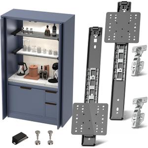 Cabinet Pocket Door Slide System Kit 12",2PCS Inset Sliding Hardware for Hidden Cabinet Doors, 45lbs Capacity, Space Saving Pocket Door Hardware for Kitchen, Pantry, Closet