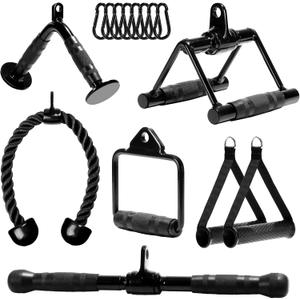 Yes4All Tricep Press Down Cable Machine Attachment Set, LAT Pulldown Attachment, Cable Machine Accessories for Home Gym