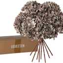 Artificial Flower Fake Silk Hydrangea Heads Bouquet with Stems Bulk for Fall Decoration Table Center Christmas Indoor Outdoor Faux Floral Realistic with Leaves Plants Crafts 8PCS(Brown)