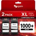 High-Yield PG-245XL Black Ink Cartridge Compatible for Canon 245 245XL 246 XL Ink Work with Canon PIXMA TR4520, TS3320, MG2522, MG2525, MX490, TS302 Printer (2 Black)