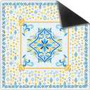 Blue and Yellow Chinoiserie Floral Mahjong Mat 31.5 x 31.5 in, Oriental Chinese Non-Slip Noise Reduction Gaming Mat for Table American Mahjong Poker Board Games Card Games Dominoes