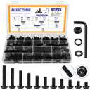 621PCS Black M5 Button Head Hex Socket Cap Screws, M5x8/10/12/14/16/18/20/25/30/35/40mm Metric Screws Bolts Nuts Washers Assortment Kit with Wrench,12.9 Grade Carbon Steel,Black Oxide Finish