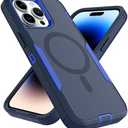 Pack Of 6 ZX Zenixy for iPhone 14 Pro Max Case, Compatible with MagSafe, Heavy Duty Shockproof Protective Phone Case with Dual Layer Protection (Navy Blue)