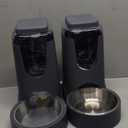 Automatic Cat Feeder and Water Dispenser with Stainless Steel Bowl Dog Gravity Food Feeder and Waterer for Small Medium Pets Puppy Kitten 1 Gallon x 2 (Charcoal gray3.8L*2)