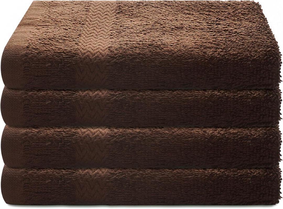 13x13 | Premium Washcloth Set | Absorbent, Ring Spun, Washcloths, Hand towels for Bathroom, 100% Cotton, Face Towels, fingertip towels, Soft, For Daily Use (Pack of 4) (Dark Brown, 13x13)