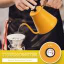 Harriet Gooseneck Kettle with Thermometer for Pour Over Coffee and Tea, 37 fl oz, Stainless Steel, Durable 3-Layer Base, Ideal Spout for Precision Pouring, Compatible with all Stove Tops, Yellow