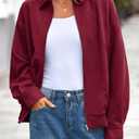 PRETTYGARDEN Faux Suede Bomber Jacket Women Fall Fashion 2026 Casual Zip Up Oversized Trendy Winter Clothing Outerwear Coats (Burgundy,Small) (S)