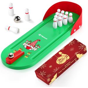 Tabletop Mini Bowling Game Set, Larger Size Christmas Gift Wooden Board Mini Bowling Set, Tabletop Bowling Game Desk Games Bowler Birthday White