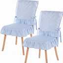 Irenare 2 Sets 17.7'' Gingham Ruffle Chair Cushions Cover and Back Cover