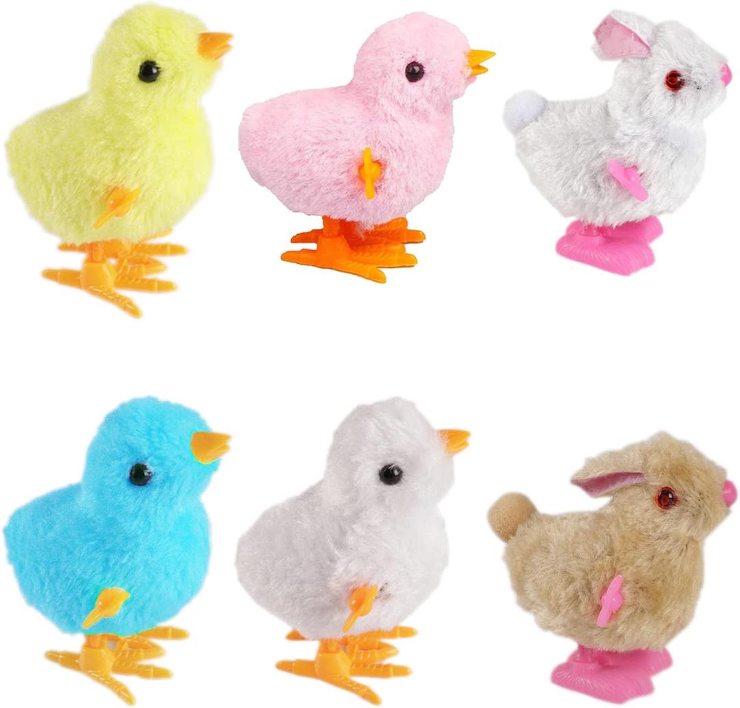 CICITOYWO Bunny and Jumping Chick Wind Up Toys Novelty Chicken Hopping Windup Toy for Kids Toddlers Adult Easter Egg Hunt Basket Stocking Stuffers Party Favors Goody Bag Fillers Gifts (Colorful-1)