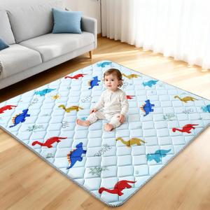 omzer Baby Play Mat for Floor: 59" x 59" Playpen Mat - Thicker & Large Soft Cushioning Padding Foam Playmats for Babies and Toddlers - Machine Washable Non-Slip Baby Crawling Mats, Dinosaur Designs