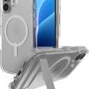ZAGG Crystal Palace Snap with Kickstand Case for iPhone 16 - MagSafe & Wireless Charging Compatible, Survives Drops Up to 13ft, Textured Grip, Eco-Friendly, Clear