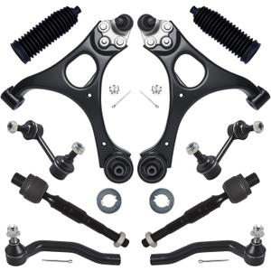AUQDD 10Pcs Front End Suspension Kit Fit For 2006-2011 Ho-nda Civic (1.3L 1.8L), 2 Lower Control Arm w/Ball Joint 2 Sway Bar Link 4 Outer Inner Tie Rod End (# K620382 K620383 EV800246 ES800373 K80768)