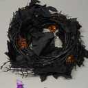 6FT 54 LED Willow Vine Twig Decor Black Halloween Garland with Pumpkin Bat Orange & Purple Light, 8 Modes Waterproof Battery Operated Indoor Halloween Decorations