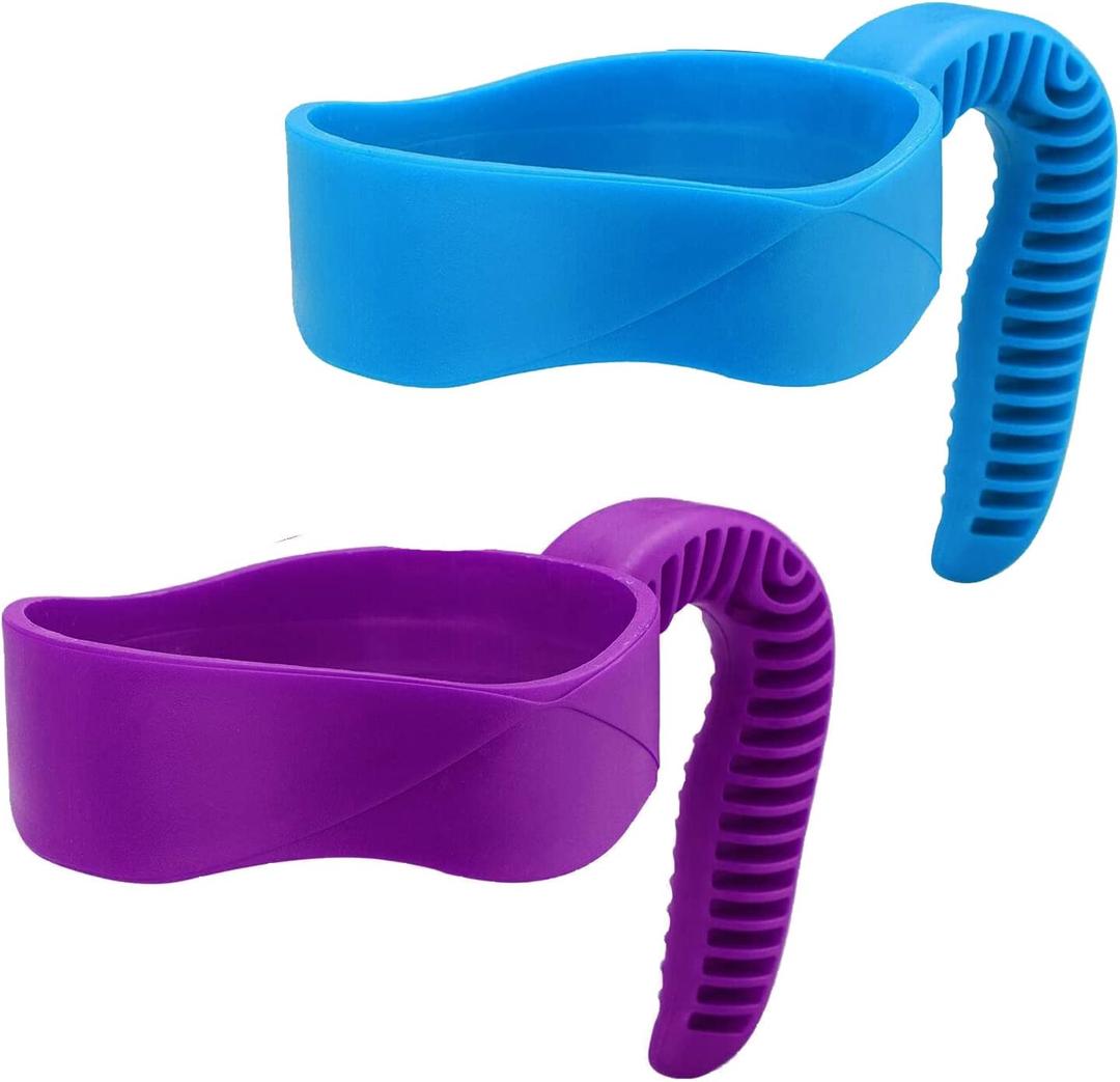 20 oz Cup Handle, Non-Slip Travel Mug Grip Cup Holder, Comfortable Replacement Handle for Stainless Steel Mugs and More Tumbler (2Blue, Purple)