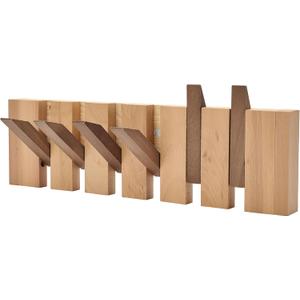 Natural Wood Wall Mounted Piano Coat Rack | Mounted Coat | Flip Up Wall Hook 6 Hooks | Entry Art Hooks in Walnut (Colorblock)