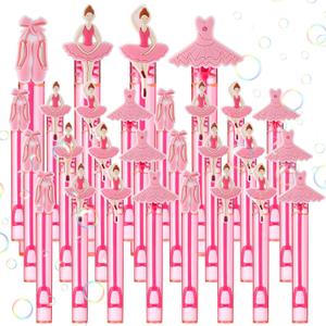 Civaner 24 Pcs Ballerina Bubbles Wands Bulk Ballet Dance Pink Party Favors Mini Bubble Wands Ballet Shoes Tutu Skirt Gifts for Ballerina Themed Birthday Dance Party Favor Goodie Bag Stuffer