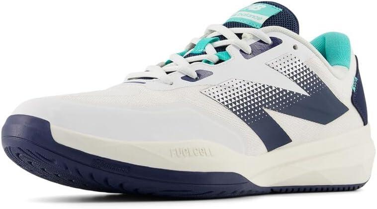 New Balance Men's FuelCell 796 V4 Tennis Shoes (9.5 X-Wide, White/Nb Navy/Cyber Jade)