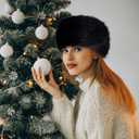 Dikoaina Faux Fur Cossack Russian Style Hat for Ladies Winter Hats for Women (Black, M)
