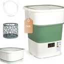 1.8 Cu.Ft Foldable Portable Washer Compact Washing Machine with Spin Dryer, 150W Motor Timer Control for RV, Apartment, Camping, No Hookup Required (White Green)
