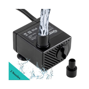 hygger Ultra Quiet 53GPH (200L/H, 3W) Submersible Mini Water Pump Comes with 2 Nozzles, for Aquariums, Fish Tank, Fountain, Hydroponics, Max Lift Height 1.7ft, 120V/60HZ, Power Cord 6ft