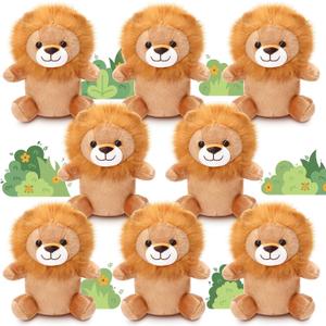 Arrowbash 8 Pcs 9 Inches Lions Stuffed Animal Bulk Lion Party Favor Lion Plush Toys for Boys Girls Birthday Party Favor Savanna Forest Parties Decorations