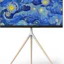 ONKRON Tripod TV Stand for 32-65 Inch Screen up to 77 lbs, Height Adjustable TV Easel Stand with Swivel, TV Floor Mount max VESA 400x400, Modern Corner Floor TV Stand with Beech Wood Legs White