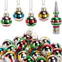 25 Pcs Christmas Mini Glass Ornaments and Treetop, Vintage Balls Decoration with Tree Toppers, Christmas Glass Ball Tree Ornament for Holiday Home Party Decor