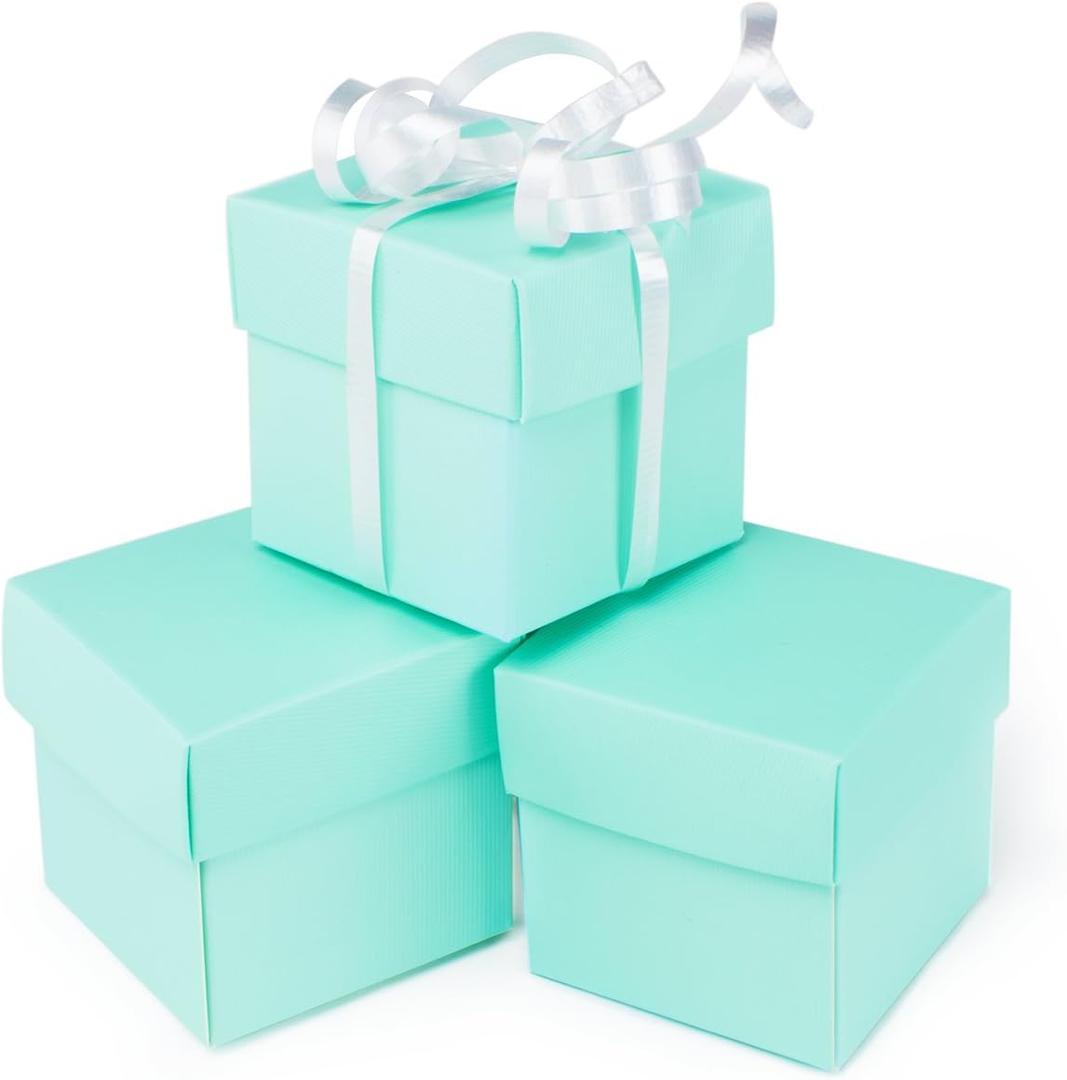 Super Z Outlet Mini Small Square Cube Robin's Egg Blue Gift Boxes with Lids for Party Favors, Decoration, Weddings, Birthdays, and more. 2" x 2" x 2" in Size. (10 Pack)