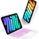 Case with Trackpad Keyboard for iPad mini 7th(A17 Pro, 2024)/6th Generation 8.3 inch,7-Color Backlit Wireless Keyboard Magnetic Detachable Multi-Angle Stand Cover for iPad mini 6 7 White