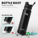 Swigina [2-IN-1 LID] Insulated Water Bottle with Silicone Boot (36hrs Cold/18hrs Hot) - DIY Stickers, Leakproof, BPA Free, Black, 24 oz