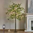 Lighted Ficus Tree 6FT 264 LED Fairy Lights, Artificial Greenery Tree with Lights for Home Fireplace Living Room Decoration Inside