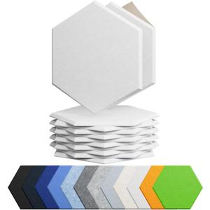 12 Pack Acoustic Panels Self Adhesive Sound Proof Foam, High Density Sound Acoustic Foam Panel, 12X10.23X0.4 Inch Hexagon Wall Panels in Home,Office,Reccording Room,Studio(Snow White)