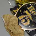Zirtorei 75th Birthday Decorations for Men Women, 21pcs Vintage 1950 Banner Party Supplies, Black Gold 75 Year Old Birthday Backdrop, 75 Birthday Honeycomb Centerpiece Hanging Swirls Balloon Sash Gift